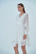CHIFFON V-NECK LONG SLEEVE MINI DRESS - Barrus London